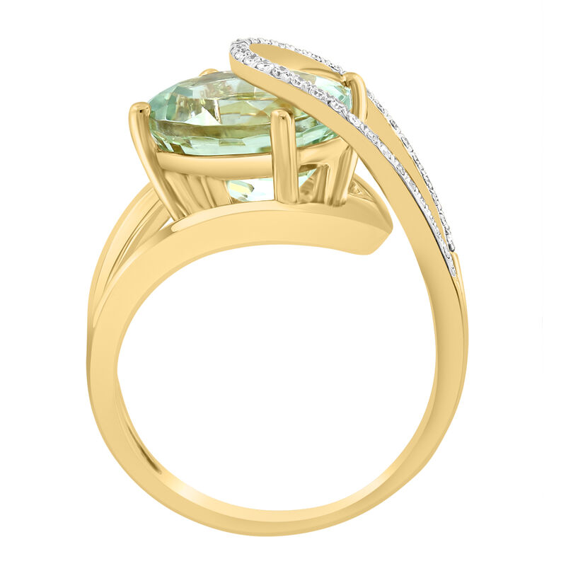 EFFY Oval Green Amethyst Diamond Swirl Ring in 14k Yellow Gold image number null